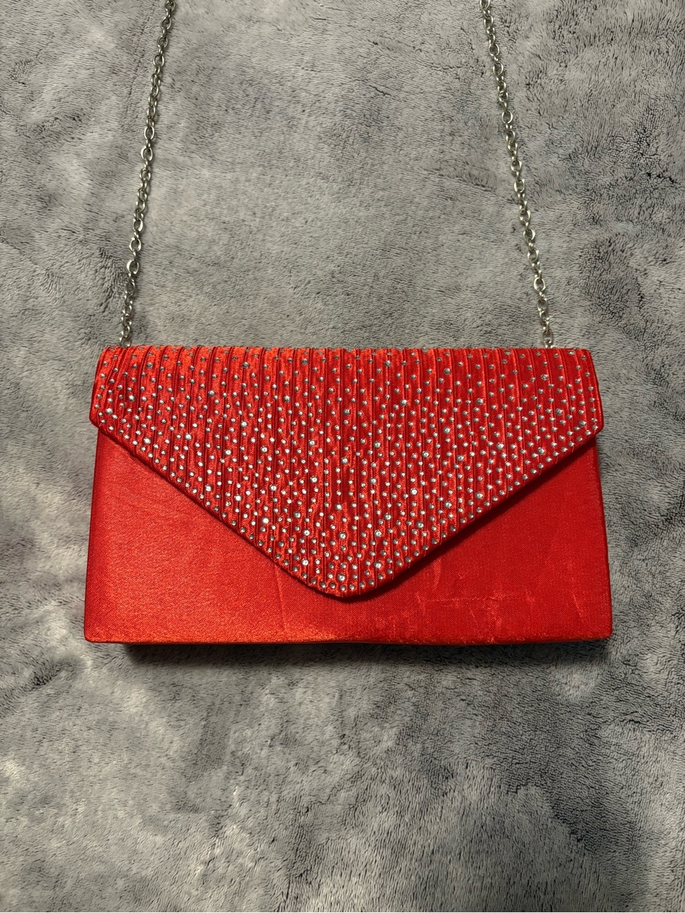 NWOT Elegant orange Rhinestone Envelope Clutch with Chain Strap